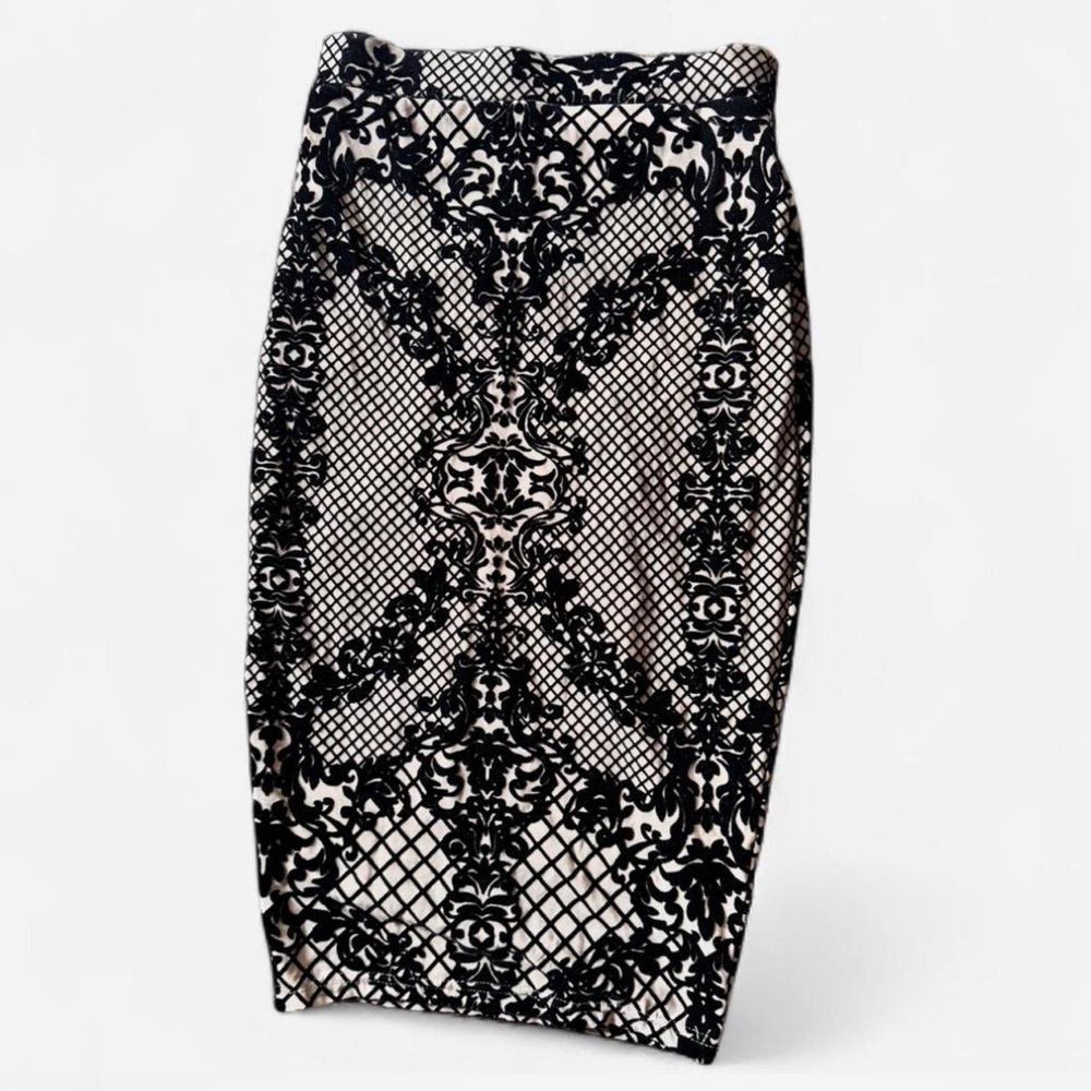 AKIRA Black Embellished Midi Pencil Skirt